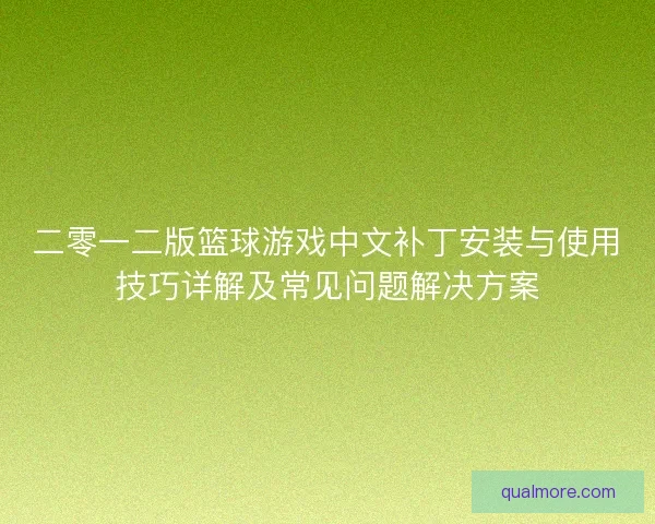 二零一二版篮球游戏中文补丁安装与使用技巧详解及常见问题解决方案