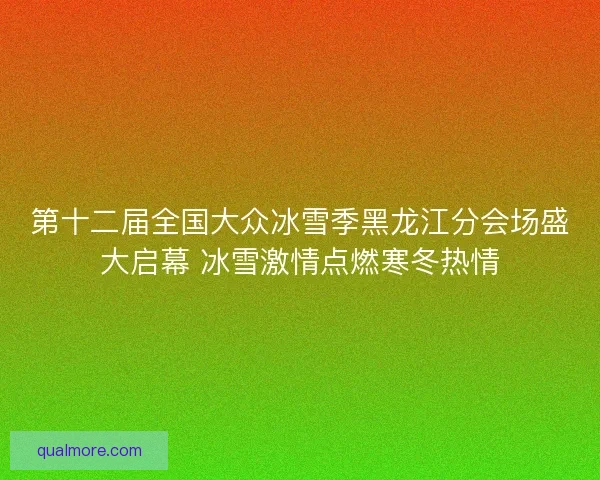 第十二届全国大众冰雪季黑龙江分会场盛大启幕 冰雪激情点燃寒冬热情